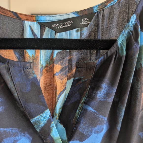 Simply Vera Vera Wang Black and Blue Floral Midi Dress XXL Plus - Picture 3 of 6